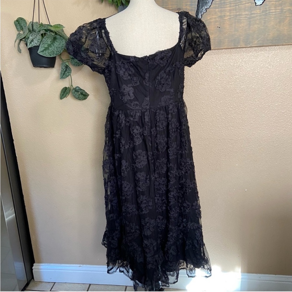 Notable Elegance Black Mesh Floral Applique Bustier Midi Dress - Picture 5 of 6